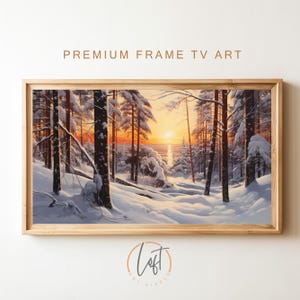 Samsung Frame TV Art Winter | Frame TV Art | Snowy Trees Art | Christmas Frame Tv | Winter Sunset | Digital Art for Tv | Holiday Frame Tv