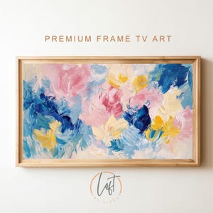 Pastel Abstract Botanical TV ART | Girls Pink Yellow Blue Living Room Decor DIGITAL Download | Spring Painting