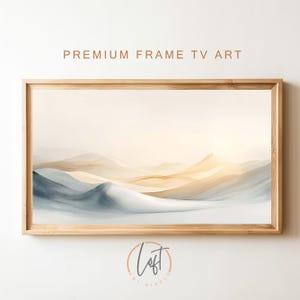 Samsung Frame TV Abstract Coastal Painting | Neutral Modern Art DIGITAL TV Art