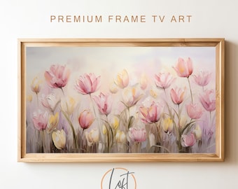 Spring Art Soft Floral Digital Download Frame Tv Art File Tulip Easter Art for Frame Tv TV2348