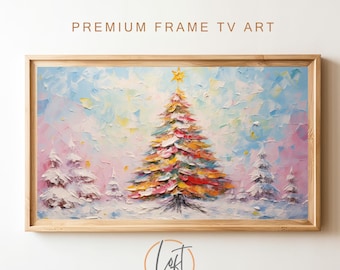 Marco de árbol de Navidad colorido para TV / Arte abstracto navideño digital Descarga