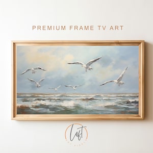 Samsung Frame TV Art Vintage Coastal Painting | Seaside Ocean | DIGITAL TV Download