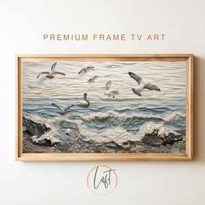 Frame TV Art Vintage Seascape Coastal Painting | Ocean Waves Art | DIGITAL File