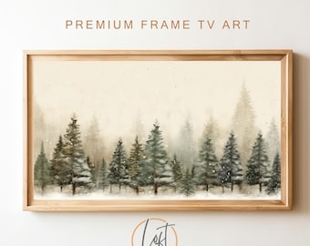 Christmas Samsung Frame TV Art | Winter Pine Forest Painting DIGITAL Download