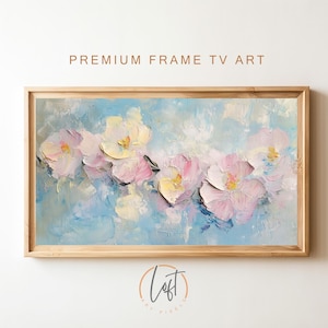 Pastel Abstract Botanical TV ART | Spring Painting | Girls Pink Yellow Blue Living Room Decor DIGITAL Download