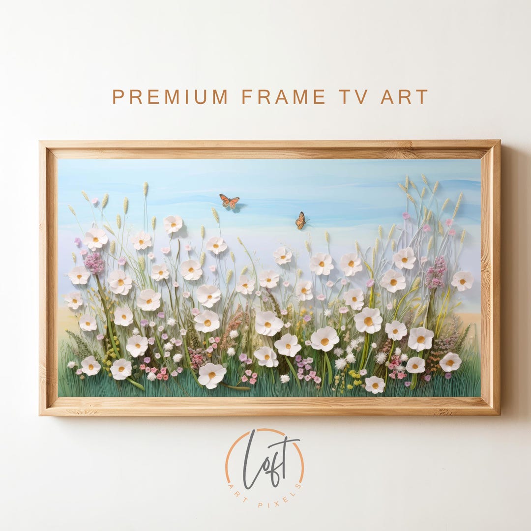 Samsung Frame TV Art Spring | Pink Wildflower Field | Flower Meadow ...