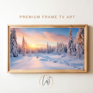 Samsung Frame TV Art Winter | Frame TV Art | Snowy Trees Art | Digital Art for Tv | Holiday Frame Tv | Christmas Frame Tv | Winter Sunset