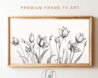 Marco de TV con dibujo botánico vintage / Decoración de granja neutra / Archivo DIGITAL