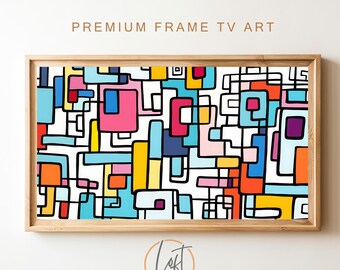Mid Century Modern Samsung Frame TV Art, Abstract Scribble Line Drawing (Digital Download)