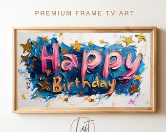 Samsung Frame TV Art Birthday, Happy Birthday Stars, Samsung Art, Digital Download for Samsung Frame, Birthday, Instant Download
