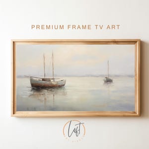 Neutral Samsung Frame TV Art | Abstract Coastal Vintage Painting Seascape | DIGITAL Download
