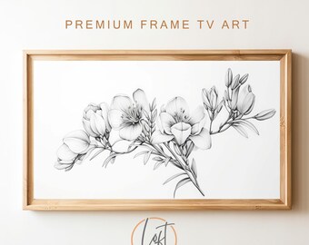 Dibujo botánico vintage para TV enmarcada / Arte rústico neutro (archivo digital)