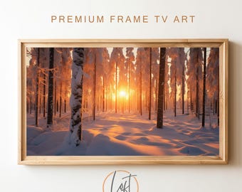 Samsung Frame TV Art Winter | Frame TV Art | Christmas Frame Tv | Winter Sunset | Snowy Trees Art | Digital Art for Tv | Holiday Frame Tv