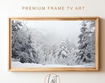 Winter Snow Trees Frame TV Art | Christmas Holiday Digital Download