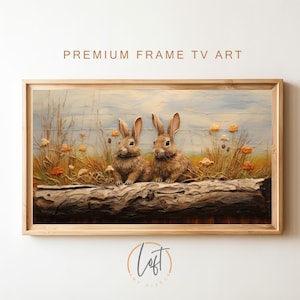 Samsung lijst tv-kunst vintage konijn schilderij | Tv-kunst Pasen | DIGITALE download