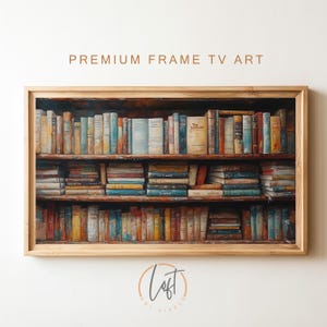 Samsung frame tv art | library books samsung art tv | book art | bookish frame tv art | digital download | dark academia tv art