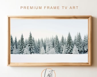 Snowy Trees Christmas Frame TV Art | Winter Holiday Digital Download
