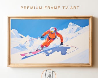 Skiing Winter Scene Frame TV Art | Modern Abstract (Digital Download)