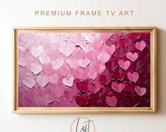 Valentine's Day Frame Tv Art | Valentine Pink Hearts Frame Tv Art
