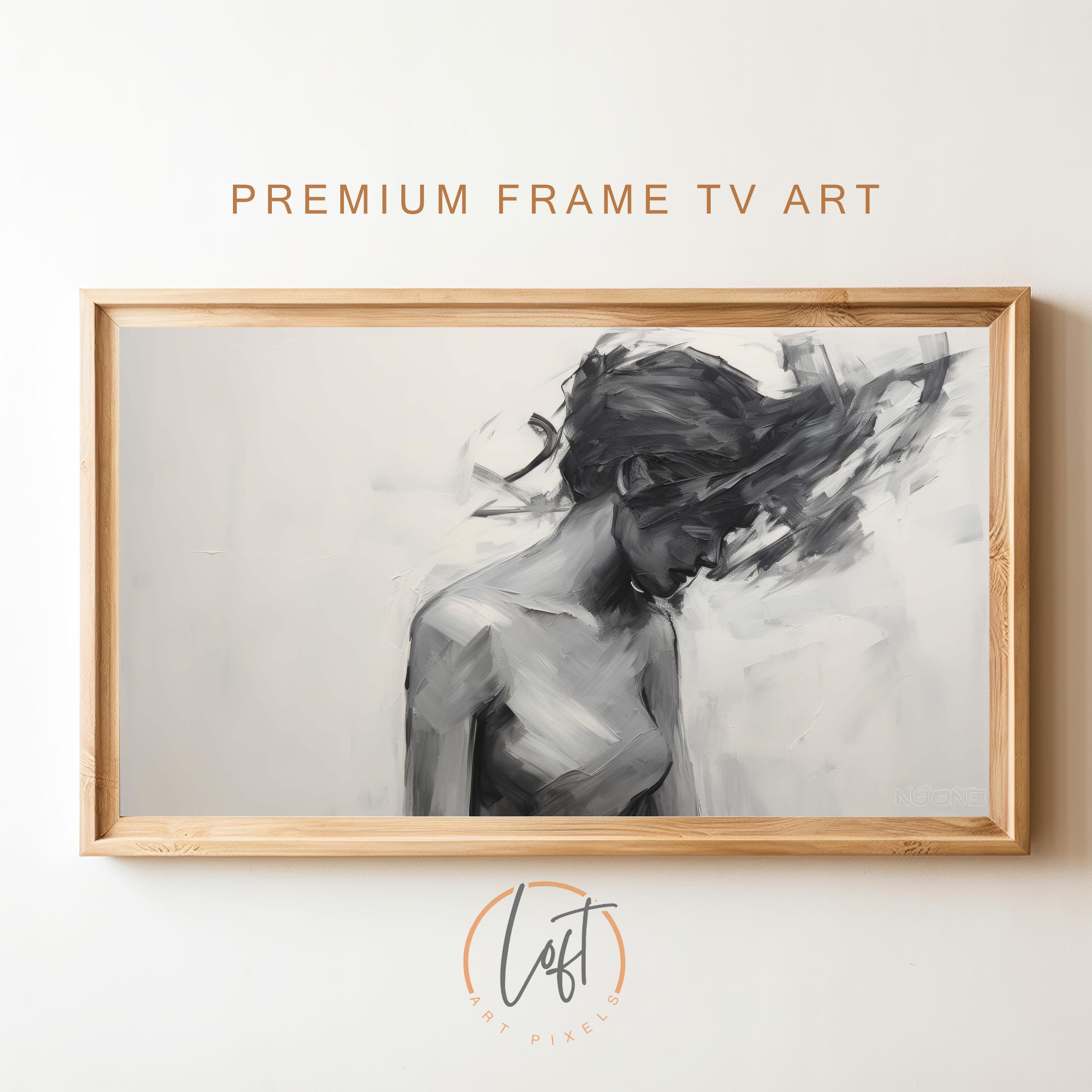 Frame TV Vintage Neutral Abstract | Black and White Woman Sketch DIGITAL TV Art Samsung Frame Tv Art Digital Download