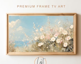 Coastal Wildflower TV Art Summer TV Art, Samsung Frame TV Art, Beach Decor Vintage Beach Tv Art Floral Art, Spring Tv Art Wildflower Art
