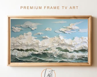 Samsung Rahmen TV Kunst | Vintage Küsten DIGITALE Malerei | Minimalistische Kunst Digitaler Download LG Rahmen TV Art