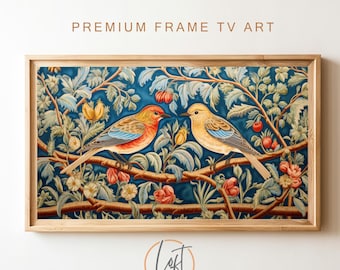 Ramka TV Sztuka Wiosna | Ilustracja Ptaka Vintage | Ramka TV Sztuka | Cyfrowe pobieranie Samsung Frame TV Sztuka