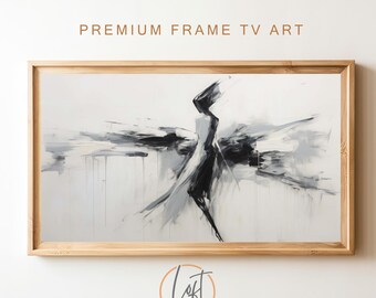 Frame TV Vintage Neutral Abstract | Black and White DIGITAL TV Art