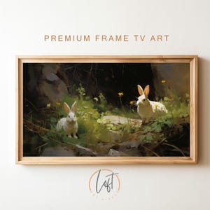 Vintage Spring Bunny Painting Instant Digital Download Frame TV Size (3840 x 2160) | Easter Bunny Home Decor | Vintage Rabbit | Frame TV Art