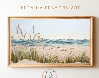 Moldura para TV Samsung, Moldura para Parede com Capim-do-mar, Moldura para TV, Moldura para TV, Moldura para Parede de Praia, Decoração Costeira, Arte Digital para TV, DOWNLOAD Digital