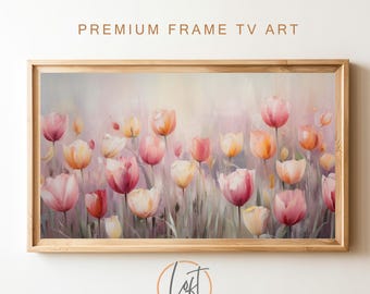Frame Tv Spring Art | Soft Floral Digital Download Art File | Tulip Easter Art for Frame Tv Samsung Frame TV Art Download