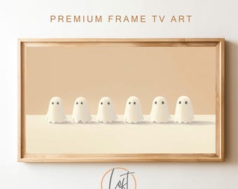 Archivo de arte para TV con marco Samsung, arte para TV con marco de Halloween, arte de fantasmas, Halloween, decoración de fantasmas, Halloween neutro, arte de otoño, Halloween bonito, minimalista