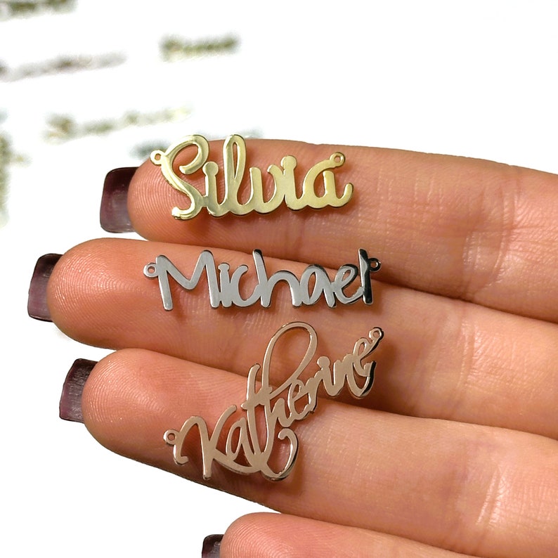 Silver Name Pendant Supply, Initial Name Necklace Pendant, Silver Jewelry Supply and Tools, Personal Jewelry, Charm Jewelry, Supply image 8