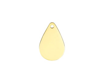 May include: A gold-colored teardrop-shaped pendant with a small hole at the top.