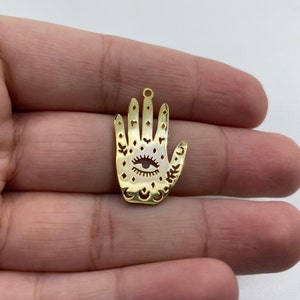 Palmistry Hand Charms, Sterling Findings for Jewelry Making, Mystical Findings, Palmistry Jewelry, Silver Findings, (17x20 mm) MSYRM1004