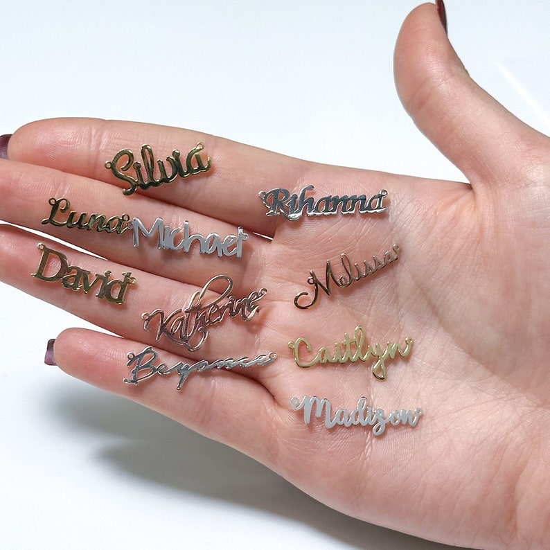 Silver Name Pendant Supply, Initial Name Necklace Pendant, Silver Jewelry Supply and Tools, Personal Jewelry, Charm Jewelry, Supply image 5