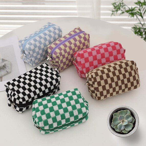 Checkered Makeup Bag