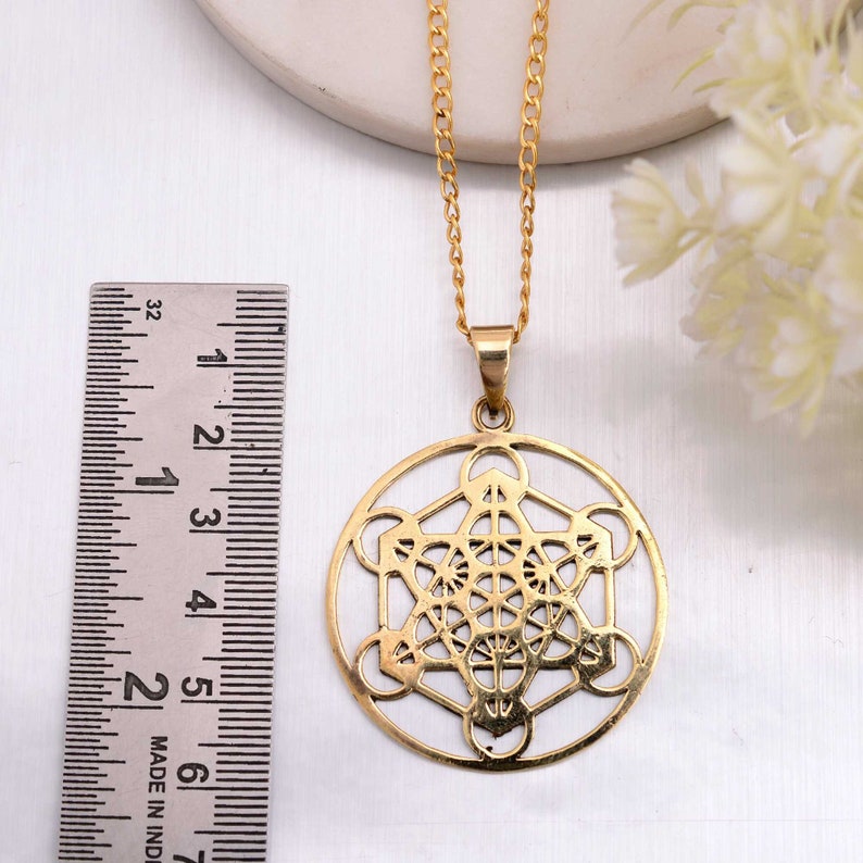 Gold Metatron Necklace Sacred Geometry Jewelry Metatron Cube Pendant