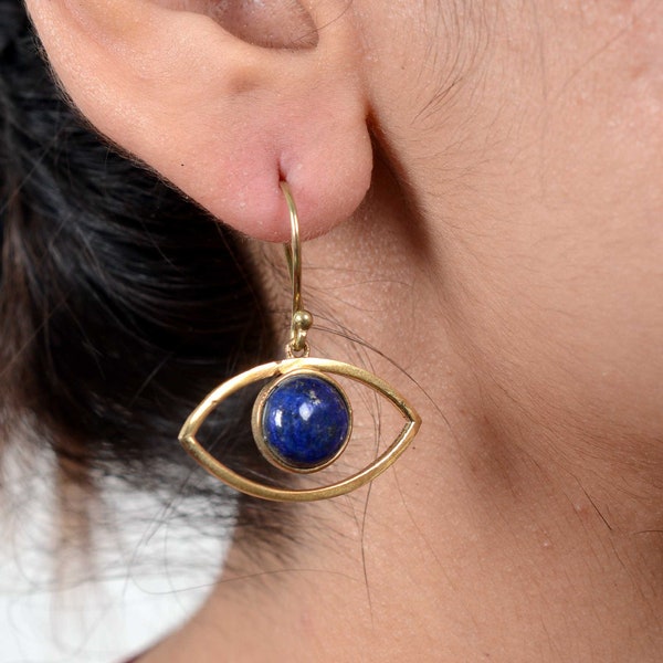 Evil Eye Hoop Earrings in 18k gold, Large Evil Eye Earrings, Modern Trendy Earrings, Large Hoops, Jamber Jewels , Protection Eye Earrrings