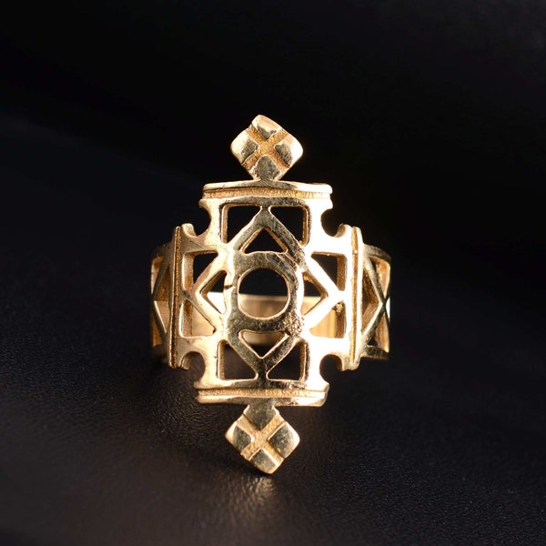 Handmade Ring, Axum Ring, Boho Hippie Ring, Statement Ring, Ethiopian Brass Coptic Cross Ring, Unique Design Ring, Vintage Style Ring