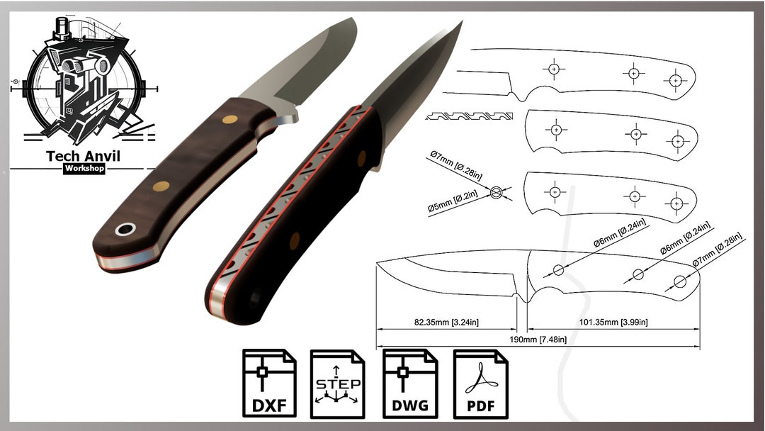 Drop Point Style Knife Design Template, Pdf, Dxf, Dwg, Step Etsy Drop Point Style Knife Design Template, Pdf, Dxf, Dwg, Step Etsy