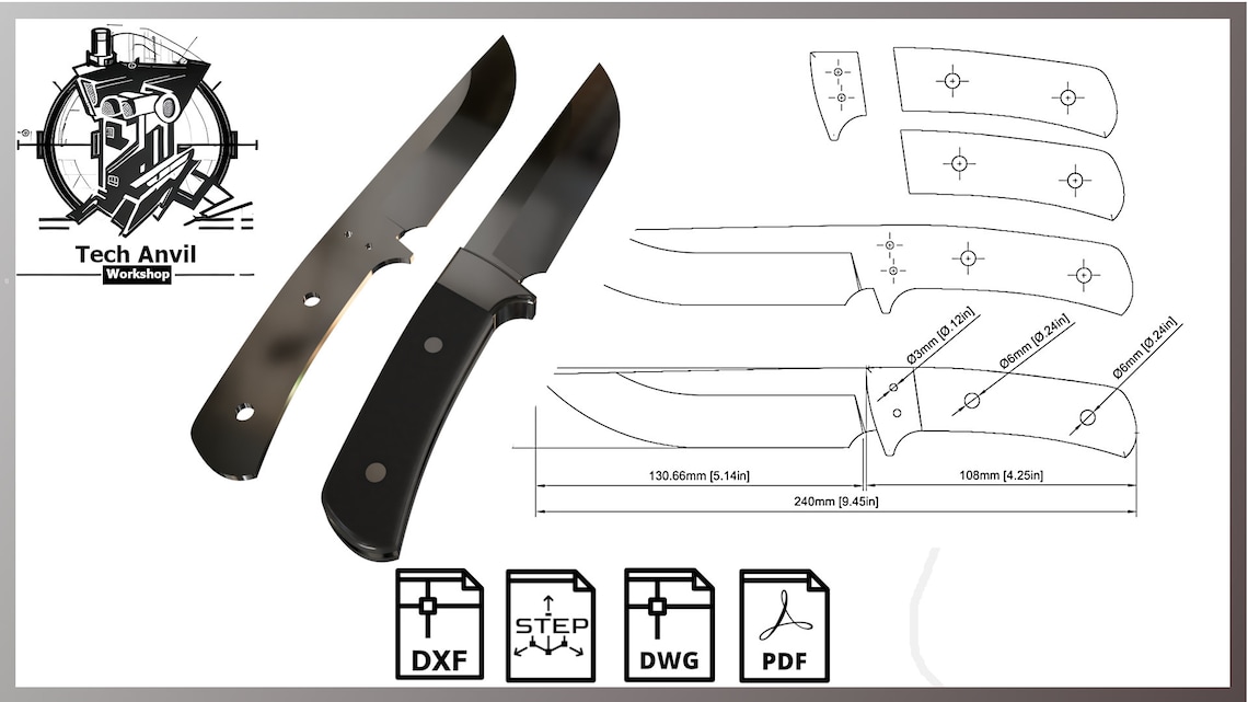 Knife Template, Pdf, Dxf, Dwg, Step Etsy