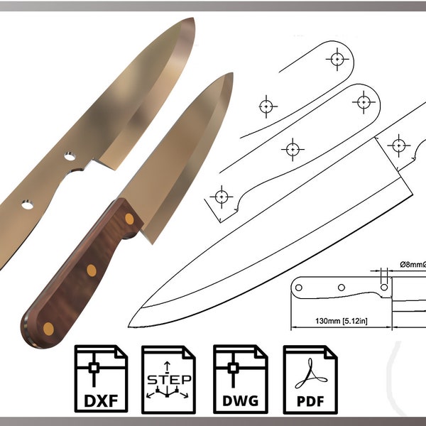 Knife Template, pdf, dxf, dwg, step