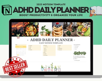 ADHD-Friendly Daily planner - Simplified Notion Template for Journaling, Self-Care, productivity, Aesthetic notion, adhd