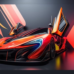 McLaren P1 GTR with Neon Abstract - Digital Art