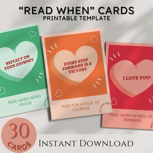 Lezen wanneer kaarten Afdrukbare kaarten Positieve bevestiging kaart Paar cadeau Motiverend citaat kaart minnaar cadeau Open wanneer kaart Mindfulness deck
