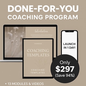 Done For You-coachingprogramma: videocursus, sjablonen, sociale media, rollen | Levenscoach, mentaliteitscoach, tools voor spirituele coaching