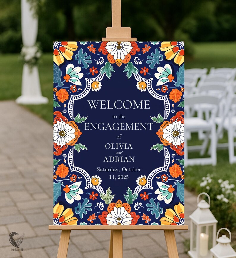 Mexican Engagement Welcome Sign, Talavera Tile Welcome Sign, Fiesta ...