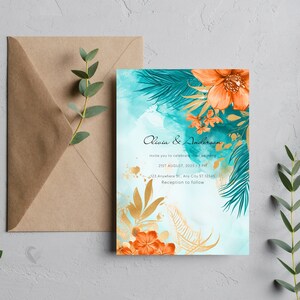 Tropical Chic Printable Wedding Invitation Template