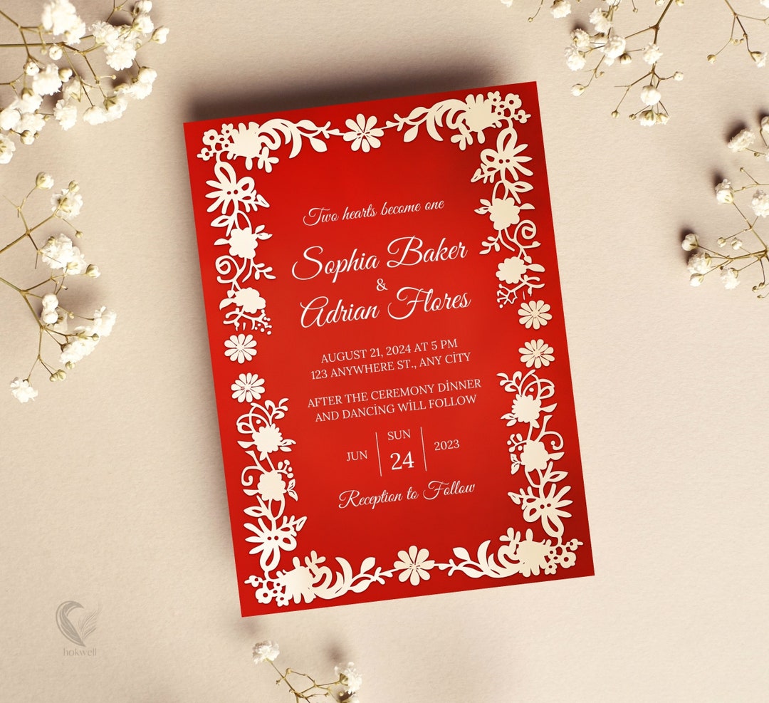 Traditional Red Papel Picado Invitation Template 5x7 Editable Mexican Traditional Red Papel Picado Invitation Template 5x7 Editable Mexican
